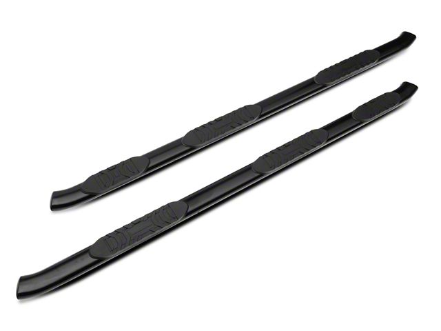 Barricade 5-Inch Oval Bent End Wheel to Wheel Side Step Bars; Black (17-22 F-250 Super Duty SuperCrew w/ 6-3/4-Foot Bed)