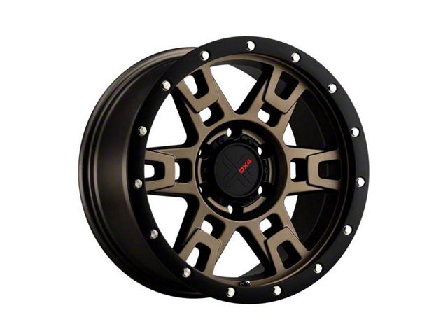 DX4 Wheels TERRAIN Matte Bronze with Black Ring 6-Lug Wheel; 17x8.5; 10mm Offset (14-18 Sierra 1500)