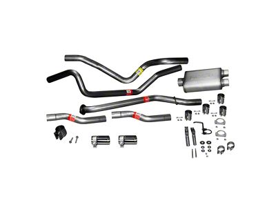 Dynomax Ultra Flo Welded Dual Exhaust System with Polished Tips; Rear Exit (99-06 4.8L Silverado 1500)