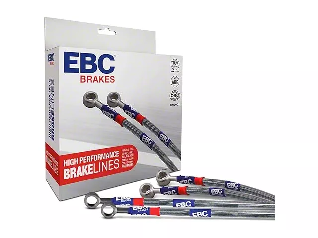 EBC Brakes Stainless Braided Brake Lines; Front and Rear; 2-Inch Extension (08-13 Silverado 1500 w/ Rear Drum Brakes & Active Fuel Management)