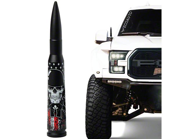 EcoAuto Bullet Antenna; American Skull Black (99-24 F-150)