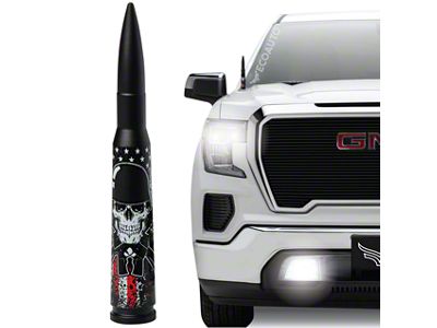 EcoAuto Bullet Antenna; American Skull Black (99-24 Silverado 1500)