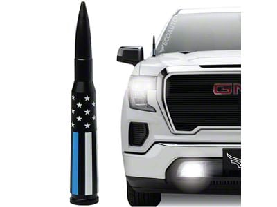 EcoAuto Bullet Antenna; American Flag Blue Line (07-24 Silverado 3500 HD)