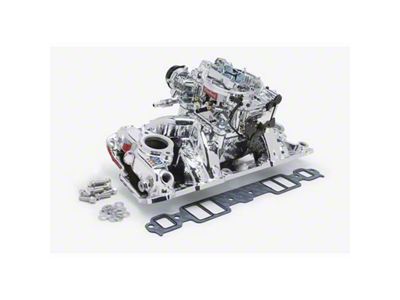 Edelbrock Performer Series Single-Quad Intake Manifold and Carburetor Kit for Small-Block Chevy with Vortec Heads (07-19 6.0L Sierra 3500 HD)