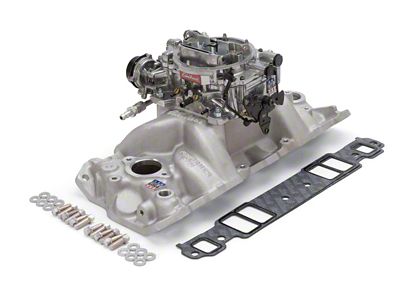 Edelbrock Performer RPM Series Single-Quad Intake Manifold and Carburetor Kit for Small-Block Chevy with Vortec Heads (07-19 6.0L Sierra 3500 HD)