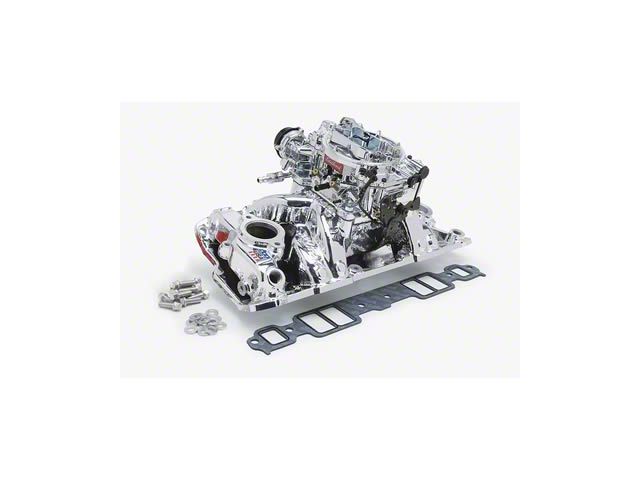 Edelbrock RPM Air-Gap Series Single-Quad Intake Manifold and Carburetor Kit for Small-Block Chevy with Vortec Heads (07-19 6.0L Sierra 3500 HD)