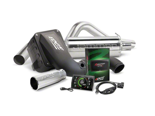 Edge Jammer Dry Cold Air Intake, Evolution CTS3 Tuner and Single Exhaust System Combo Kit; Stage 2 (11-14 6.7L Powerstoke F-250 Super Duty SuperCrew)
