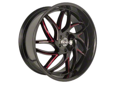 Elegance Luxury Magic Gloss Black with Candy Red Milled 6-Lug Wheel; 24x10; 24mm Offset (15-20 Tahoe)
