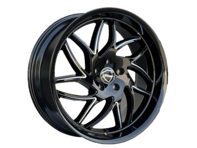Elegance Luxury Magic Gloss Black Milled 6-Lug Wheel; 22x9.5; 24mm Offset (99-06 Silverado 1500)