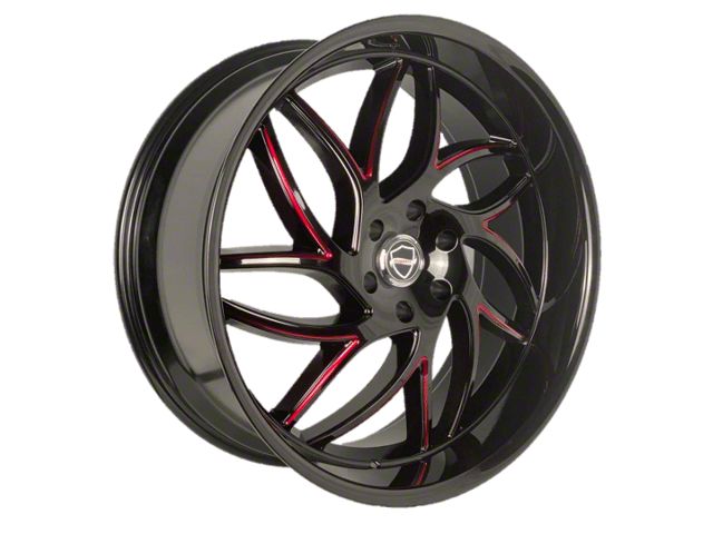 Elegance Luxury Magic Gloss Black with Candy Red Milled 6-Lug Wheel; 22x9.5; 24mm Offset (23-24 Colorado)