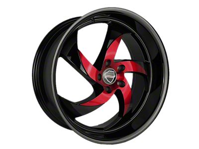 Elegance Luxury Danger Gloss Black with Candy Red Center 6-Lug Wheel; 22x9.5; 24mm Offset (19-24 RAM 1500)