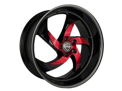 Elegance Luxury Danger Gloss Black with Candy Red Center 6-Lug Wheel; 22x9.5; 24mm Offset (19-25 RAM 1500)