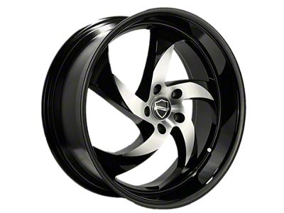 Elegance Luxury Danger Gloss Black Machine Center with Gloss Black Lip 6-Lug Wheel; 22x9.5; 24mm Offset (19-24 RAM 1500)