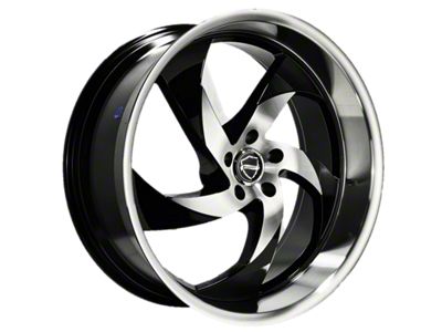 Elegance Luxury Danger Gloss Black Machine Center with Machine Lip 6-Lug Wheel; 22x9.5; 24mm Offset (19-25 Sierra 1500)