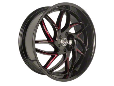 Elegance Luxury Magic Gloss Black with Candy Red Milled 6-Lug Wheel; 22x9.5; 24mm Offset (19-24 Silverado 1500)