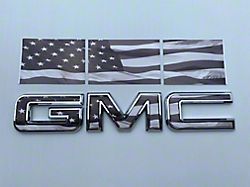 Emblems Plus GMC Grille Overlay Decal; Black American Flag (23-26 Canyon)