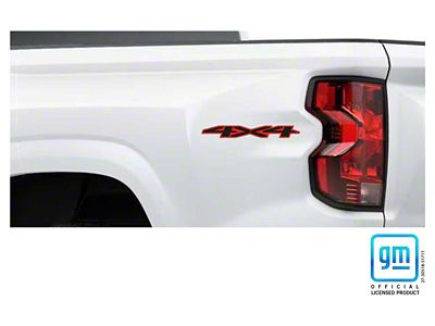 Emblems Plus 4x4 Bedside Decals; Red/Black (23-25 Colorado)