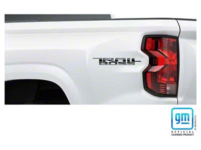 Emblems Plus TRAIL BOSS Bedside Decals; Grey/Black (23-25 Colorado Trail Boss)