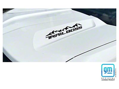 Emblems Plus TRAIL BOSS Mountain Lettering Hood Decals; Matte Black (23-25 Colorado Trail Boss)