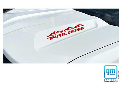 Emblems Plus TRAIL BOSS Mountain Lettering Hood Decals; Red (23-25 Colorado Trail Boss)