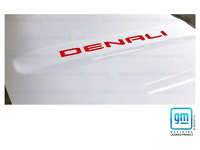 Emblems Plus Denali Hood Lettering Decals; Red (19-25 Sierra 1500 Denali)