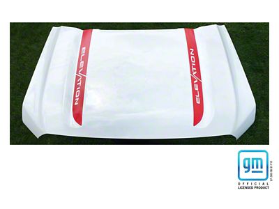 Emblems Plus ELEVATION Hood Spear Decals; Red (19-25 Sierra 1500 Elevation)