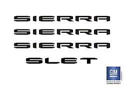 Emblems Plus Emblem Overlay Decal Lettering Set; Gloss Black (19-26 Sierra 1500)