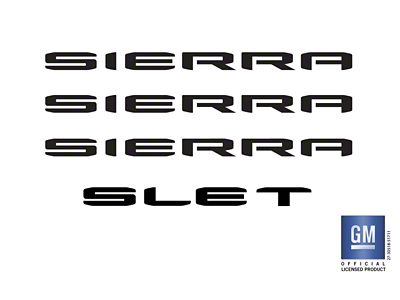 Emblems Plus Emblem Overlay Decal Lettering Set; Gloss Black (19-25 Sierra 1500)