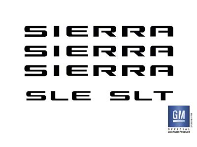 Emblems Plus Emblem Overlay Decal Lettering Set; Gloss Black (07-18 Sierra 1500)
