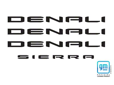 Emblems Plus Emblem Overlay Decal Lettering Set; Gloss Black (19-25 Sierra 1500 Denali)