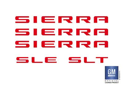 Emblems Plus Emblem Overlay Decal Lettering Set; Red (07-18 Sierra 1500)