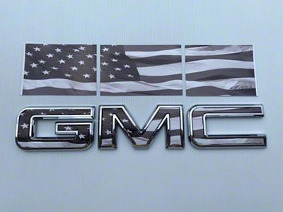 Emblems Plus GMC Grille Overlay Decal; Black American Flag (19-26 Sierra 1500)