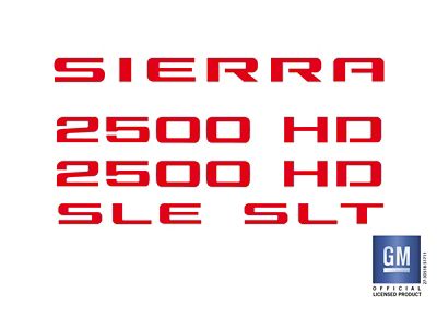 Emblems Plus Emblem Overlay Decal Lettering Set; Red (07-19 Sierra 2500 HD)