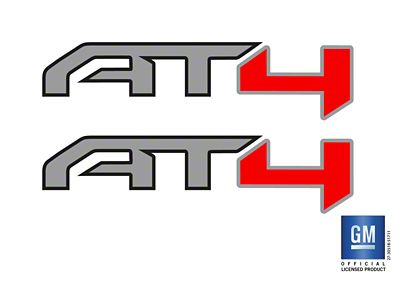 Emblems Plus AT4 Off Road Bedside Decals; Gloss Silver (20-25 Sierra 3500 HD)