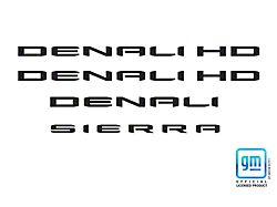 Emblems Plus Emblem Overlay Decal Lettering Set; Gloss Black (20-25 Sierra 3500 HD Denali)