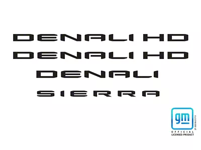 Emblems Plus Emblem Overlay Decal Lettering Set; Gloss Black (20-25 Sierra 3500 HD Denali)