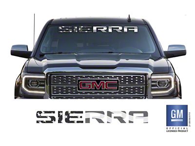 Emblems Plus SIERRA Windshield Banner; Black/Gray American Flag (15-25 Sierra 3500 HD)
