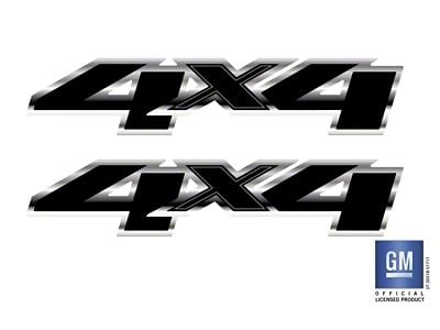 Emblems Plus 4x4 Bedside Decals; Black/Silver/Chrome (07-13 Silverado 1500)
