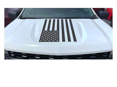 Emblems Plus American Flag Hood Decal; Matte Black (19-26 Silverado 1500, Excluding 22-26 Trail Boss & ZR2)