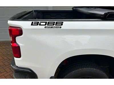 Emblems Plus BOSS OFF ROAD Bedside Decals; Matte Black (19-26 Silverado 1500)