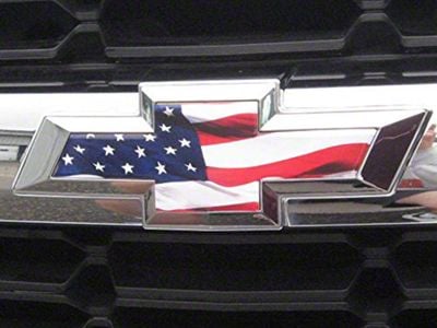 Emblems Plus Chevrolet Bowtie Grille/Tailgate Overlay Decals; American Flag (14-18 Silverado 1500)