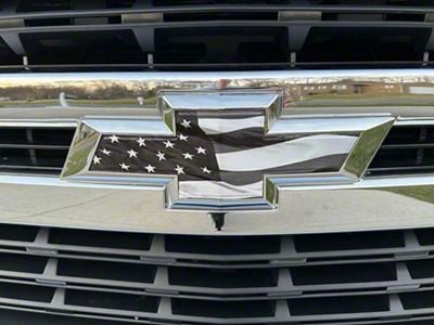 Emblems Plus Chevrolet Bowtie Grille/Tailgate Overlay Decals; Black American Flag (19-26 Silverado 1500)