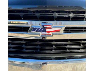 Emblems Plus Chevrolet Bowtie Grille/Tailgate Overlay Decals; American Flag (19-26 Silverado 1500)