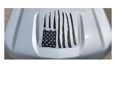 Emblems Plus Distressed Flag Hood Decal; Matte Black (19-26 Silverado 1500, Excluding 22-26 Trail Boss & ZR2)