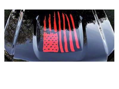 Emblems Plus Distressed Flag Hood Decal; Red (19-26 Silverado 1500, Excluding 22-26 Trail Boss & ZR2)