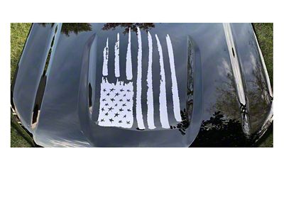 Emblems Plus Distressed Flag Hood Decal; Silver (19-26 Silverado 1500, Excluding 22-26 Trail Boss & ZR2)