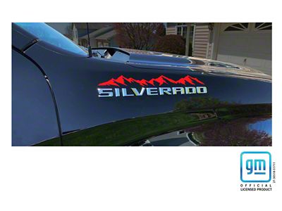 Emblems Plus Mountain Range Emblem Enhancement Decals; Red (19-25 Silverado 1500, Excluding High Country, Trail Boss & ZR2)
