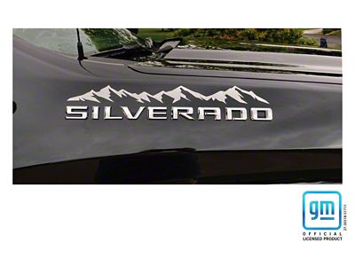 Emblems Plus Mountain Range Emblem Enhancement Decals; Silver (19-25 Silverado 1500, Excluding High Country, Trail Boss & ZR2)