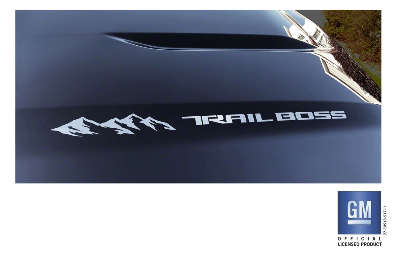 Red Trail Boss Hood Lettering Decals For Chevy Silverado 2019-2025 – EmblemsPlus Set Of 2