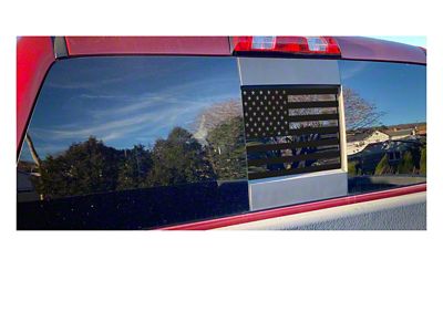 Emblems Plus Rear Window American Flag Decal; Matte Black (14-18 Silverado 1500)